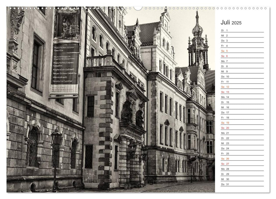 Dresden Schwarz-Weiß (CALVENDO Premium Wandkalender 2025)