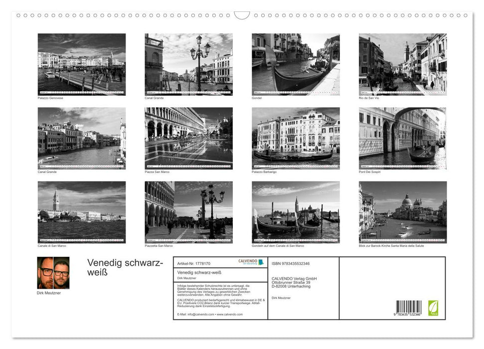 Venedig schwarz-weiß (CALVENDO Wandkalender 2025)