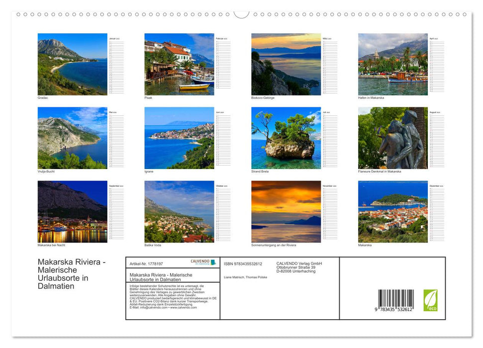 Makarska Riviera - Malerische Urlaubsorte in Dalmatien (CALVENDO Premium Wandkalender 2025)