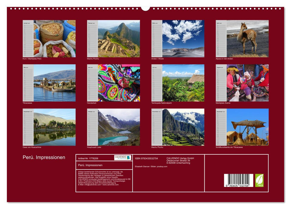 Perú. Impressionen (CALVENDO Premium Wandkalender 2025)