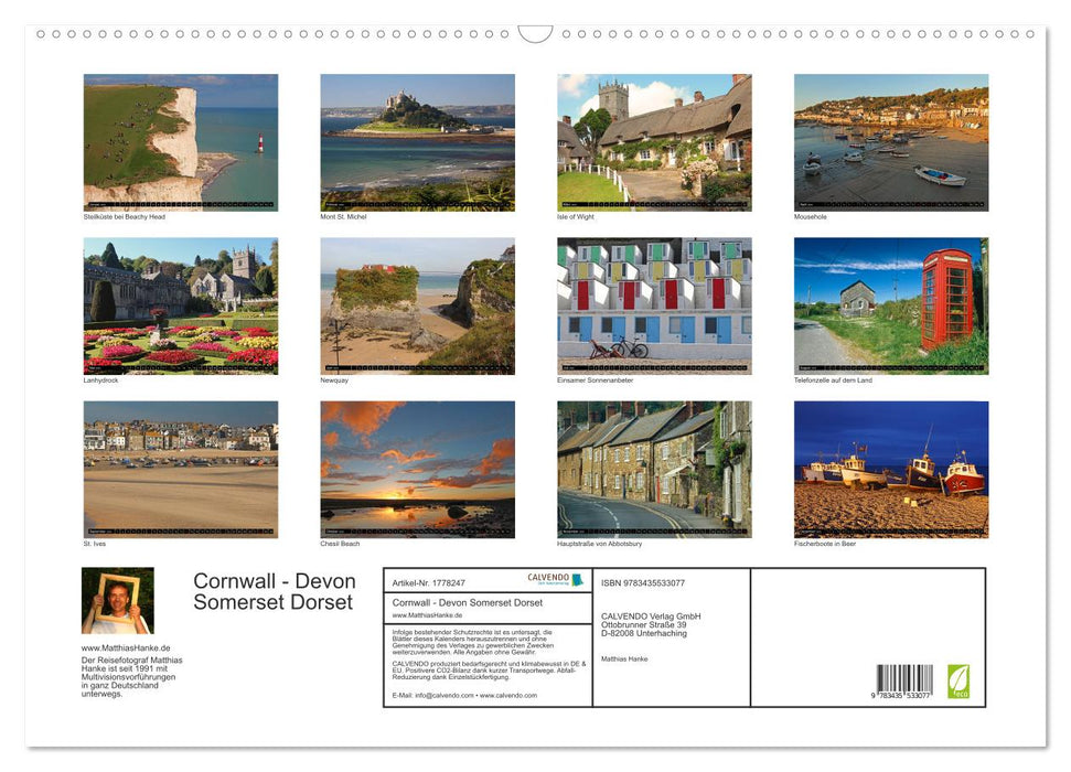 Cornwall - Devon Somerset Dorset (CALVENDO Wandkalender 2025)