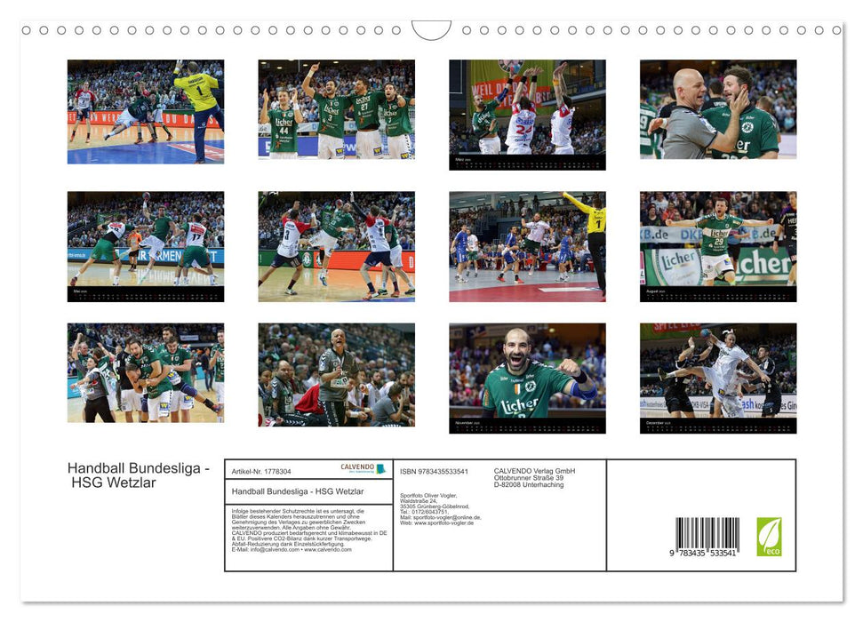 Handball Bundesliga - HSG Wetzlar (CALVENDO Wandkalender 2025)