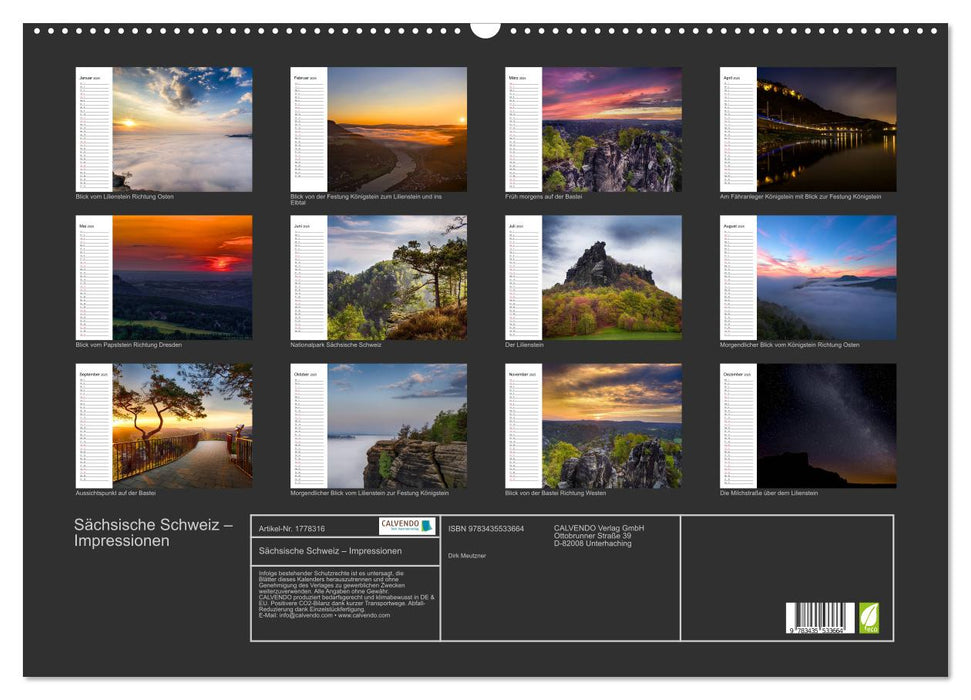 Sächsische Schweiz – Impressionen (CALVENDO Wandkalender 2025)