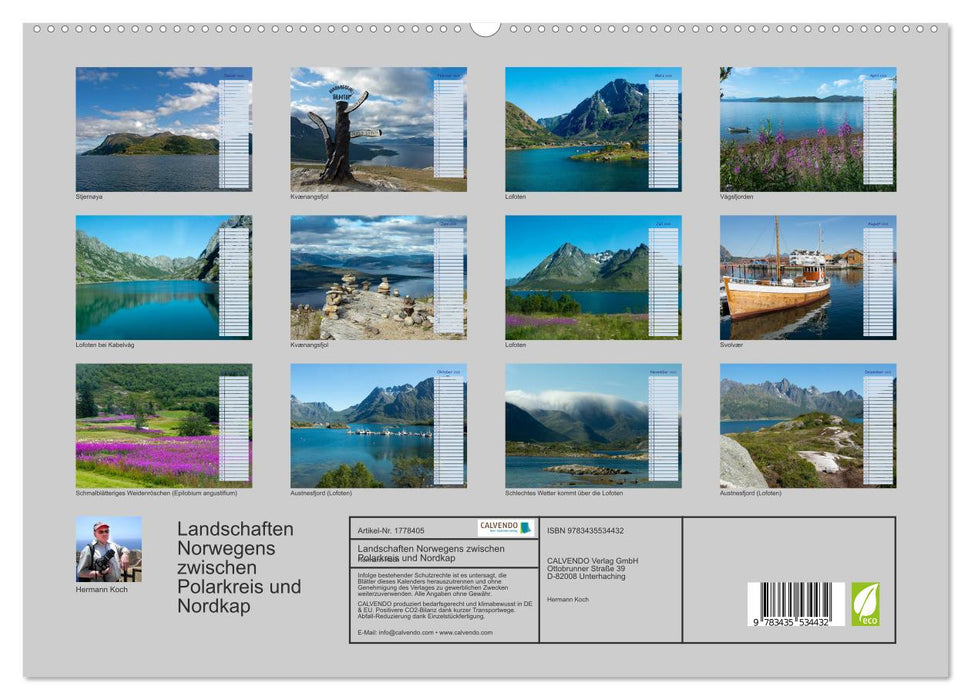 Landschaften Norwegens zwischen Polarkreis und Nordkap (CALVENDO Premium Wandkalender 2025)