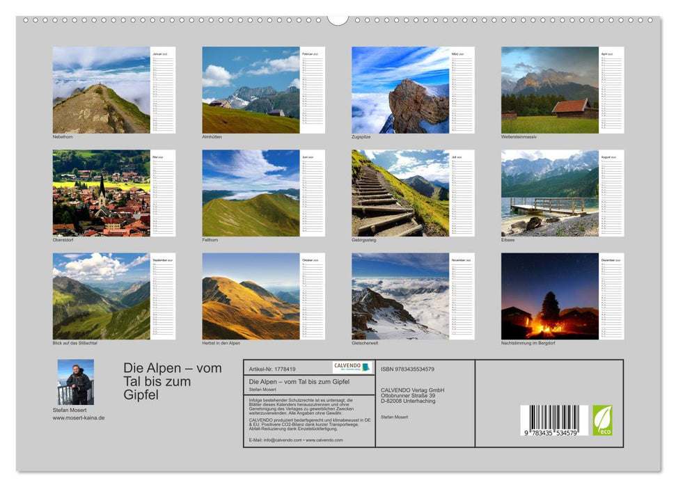 Die Alpen – vom Tal bis zum Gipfel (CALVENDO Premium Wandkalender 2025)