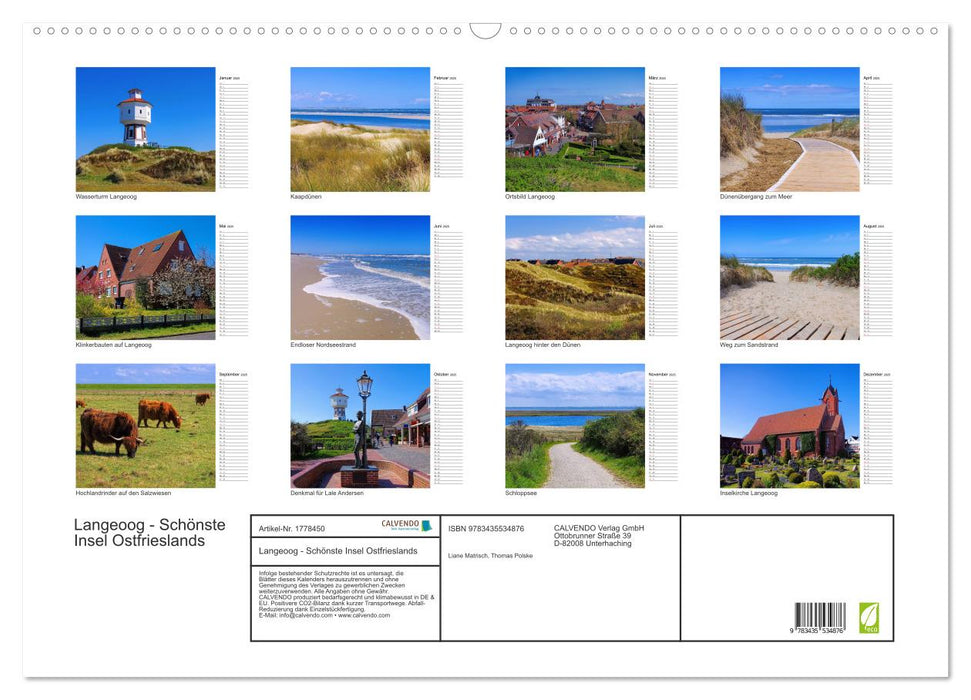 Langeoog - Schönste Insel Ostfrieslands (CALVENDO Wandkalender 2025)