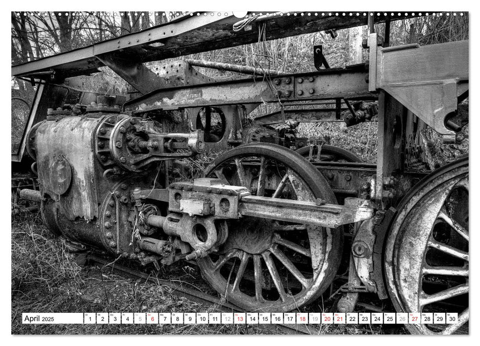 Unter Dampf - Eisenbahnromantik in schwarz-weiß (CALVENDO Premium Wandkalender 2025)