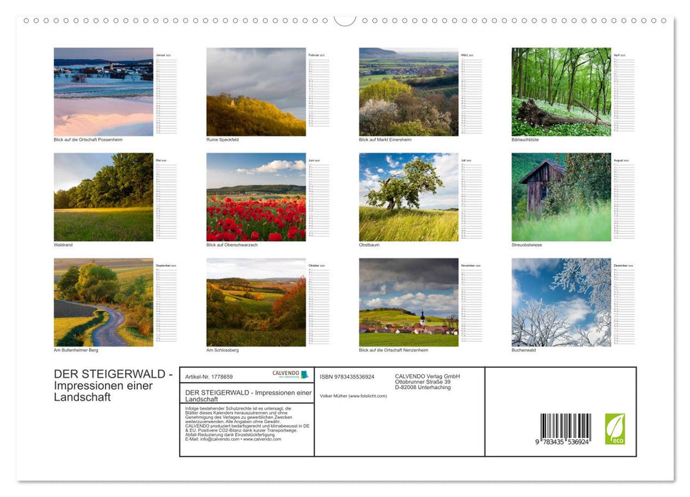 DER STEIGERWALD - Impressionen einer Landschaft (CALVENDO Premium Wandkalender 2025)