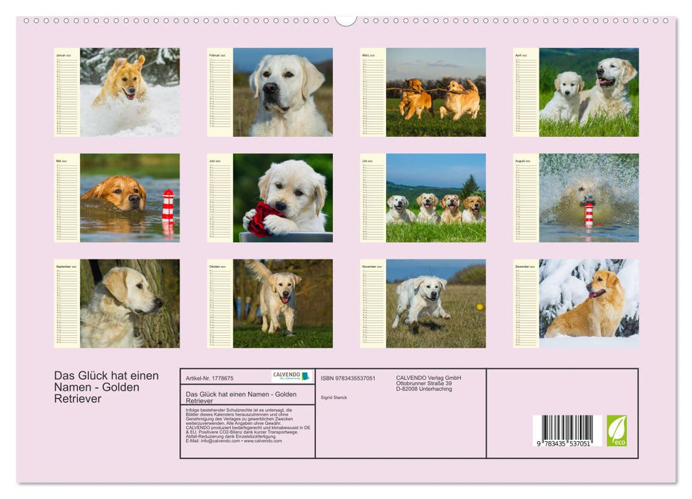 Das Glück hat einen Namen - Golden Retriever (CALVENDO Premium Wandkalender 2025)