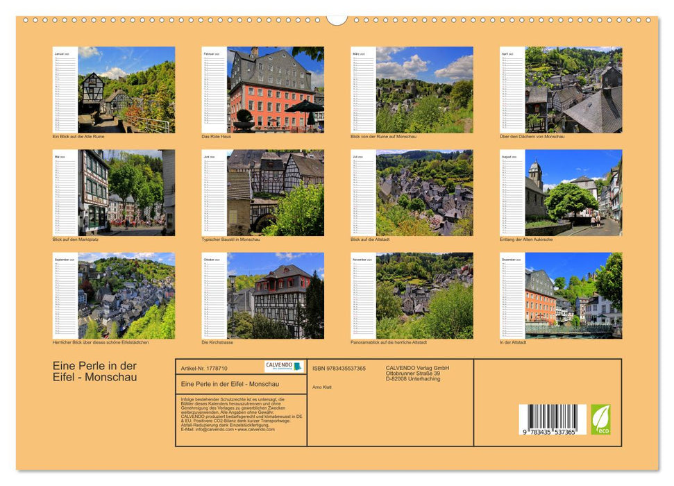 Eine Perle in der Eifel - Monschau (CALVENDO Premium Wandkalender 2025)