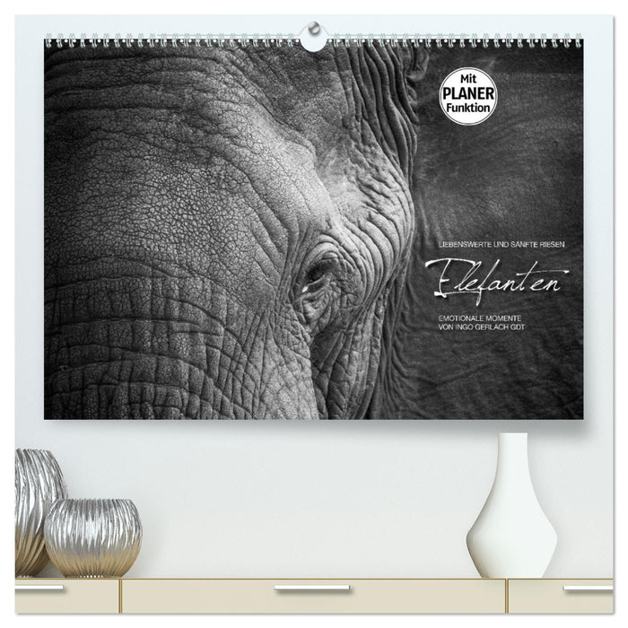 Emotionale Momente: Elefanten in black and white (CALVENDO Premium Wandkalender 2025)