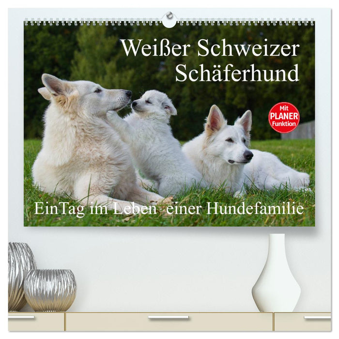 Weißer Schweizer Schäferhund - Ein Tag im Leben einer Hundefamilie (CALVENDO Premium Wandkalender 2025)