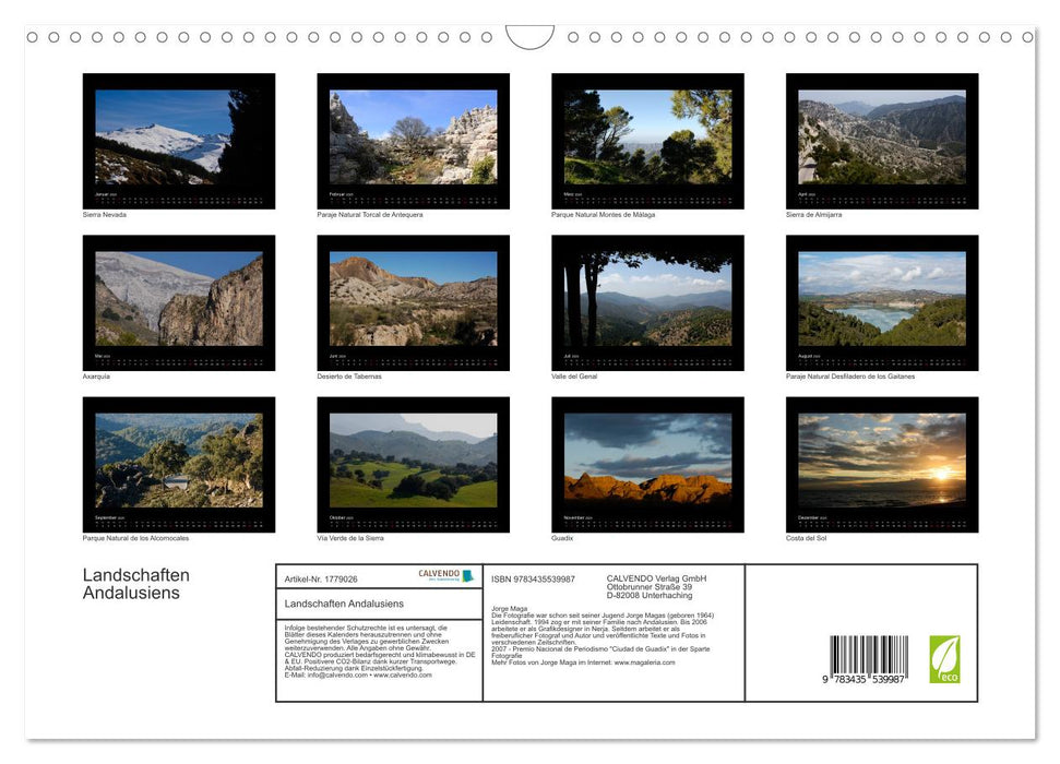 Landschaften Andalusiens (CALVENDO Wandkalender 2025)