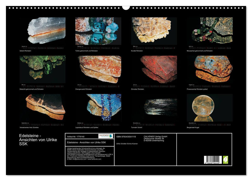 Edelsteine - Ansichten von Ulrike SSK (CALVENDO Wandkalender 2025)