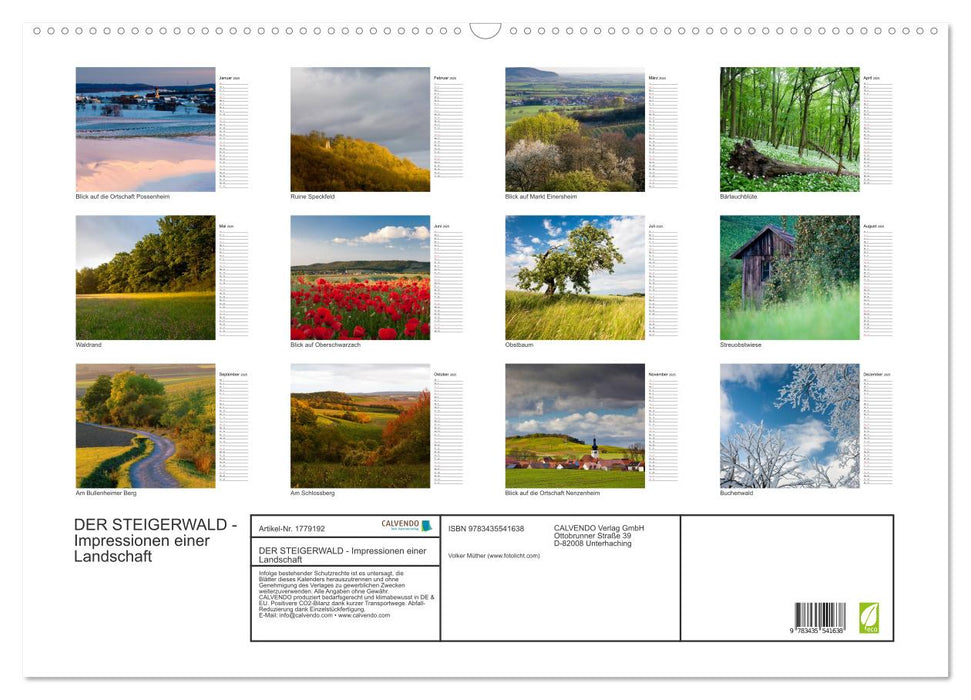 DER STEIGERWALD - Impressionen einer Landschaft (CALVENDO Wandkalender 2025)