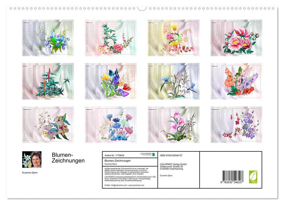 Blumen-Zeichnungen (CALVENDO Premium Wandkalender 2025)