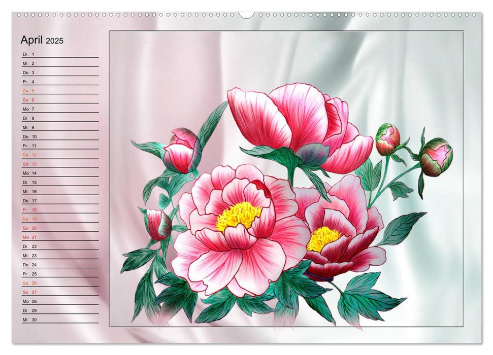 Blumen-Zeichnungen (CALVENDO Premium Wandkalender 2025)