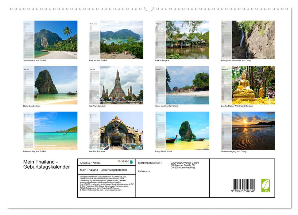 Mein Thailand - Geburtstagskalender (CALVENDO Premium Wandkalender 2025)