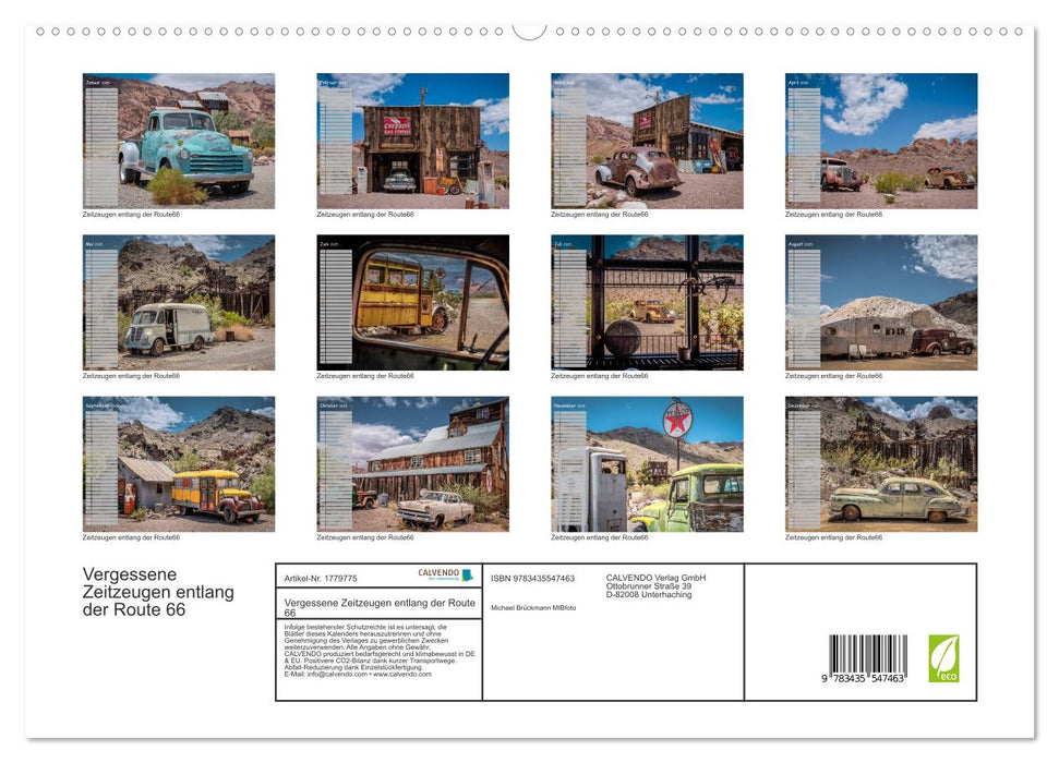 Vergessene Zeitzeugen entlang der Route 66 (CALVENDO Premium Wandkalender 2025)