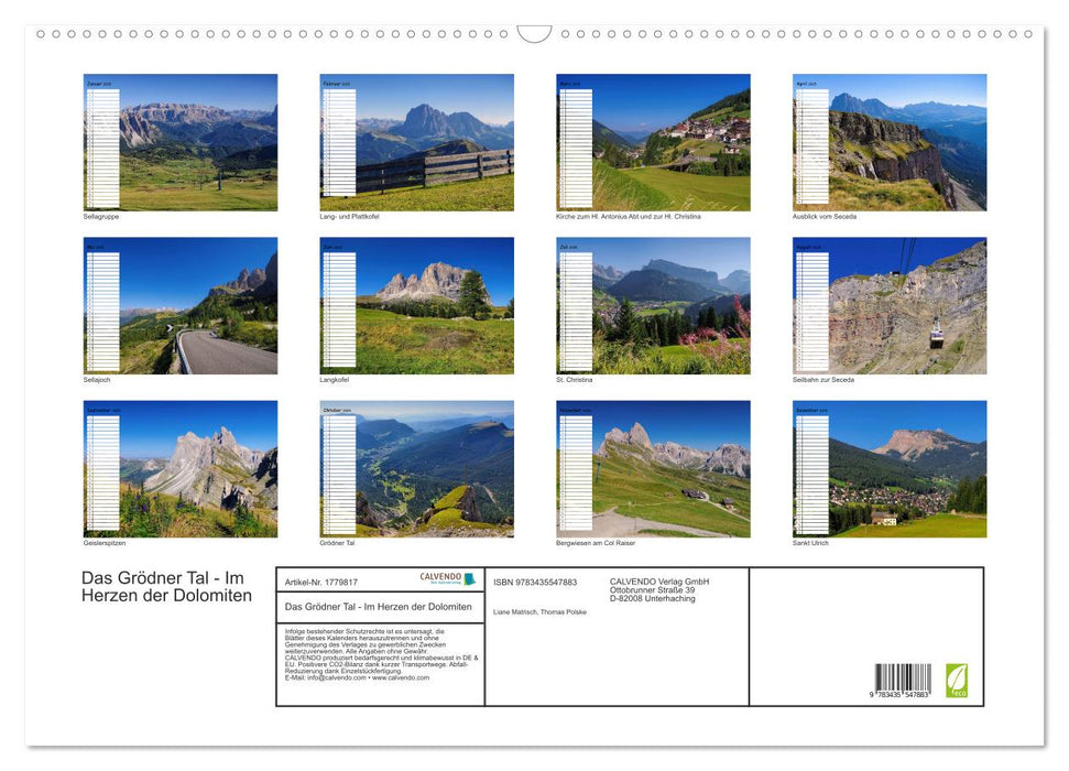 Das Grödner Tal - Im Herzen der Dolomiten (CALVENDO Wandkalender 2025)