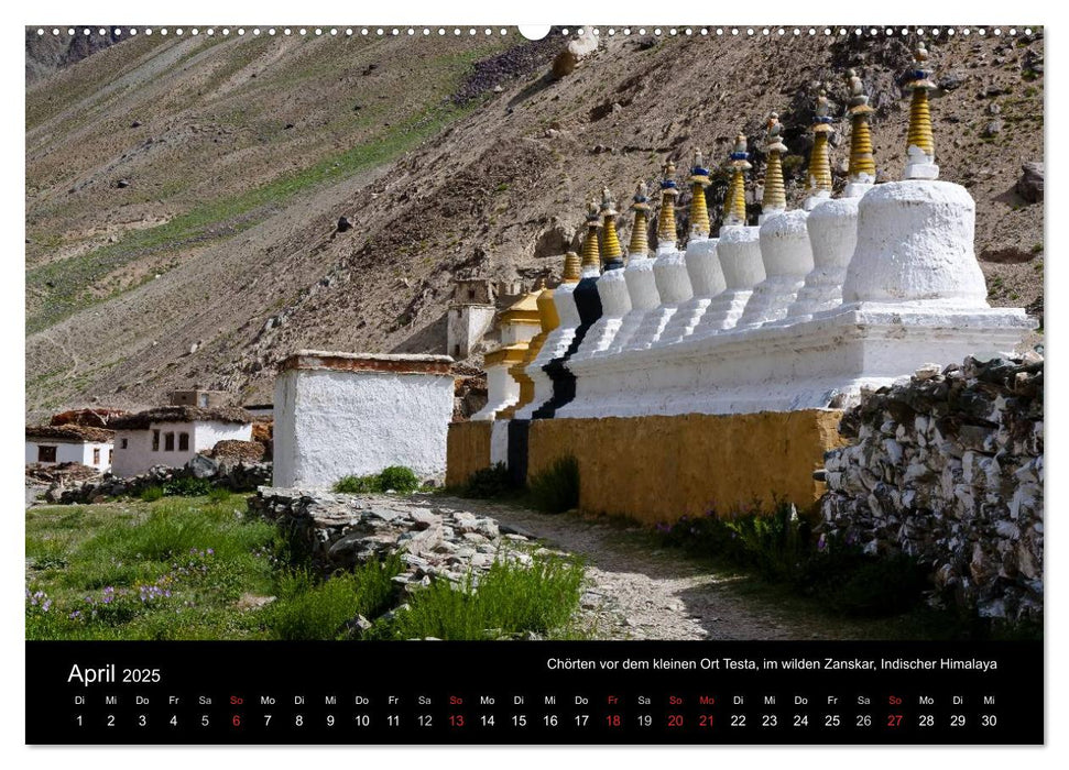 Buddhistische Chörten im Himalaya (CALVENDO Premium Wandkalender 2025)