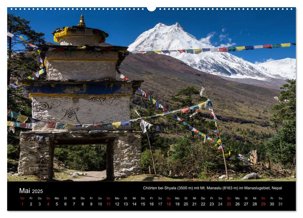 Buddhistische Chörten im Himalaya (CALVENDO Premium Wandkalender 2025)