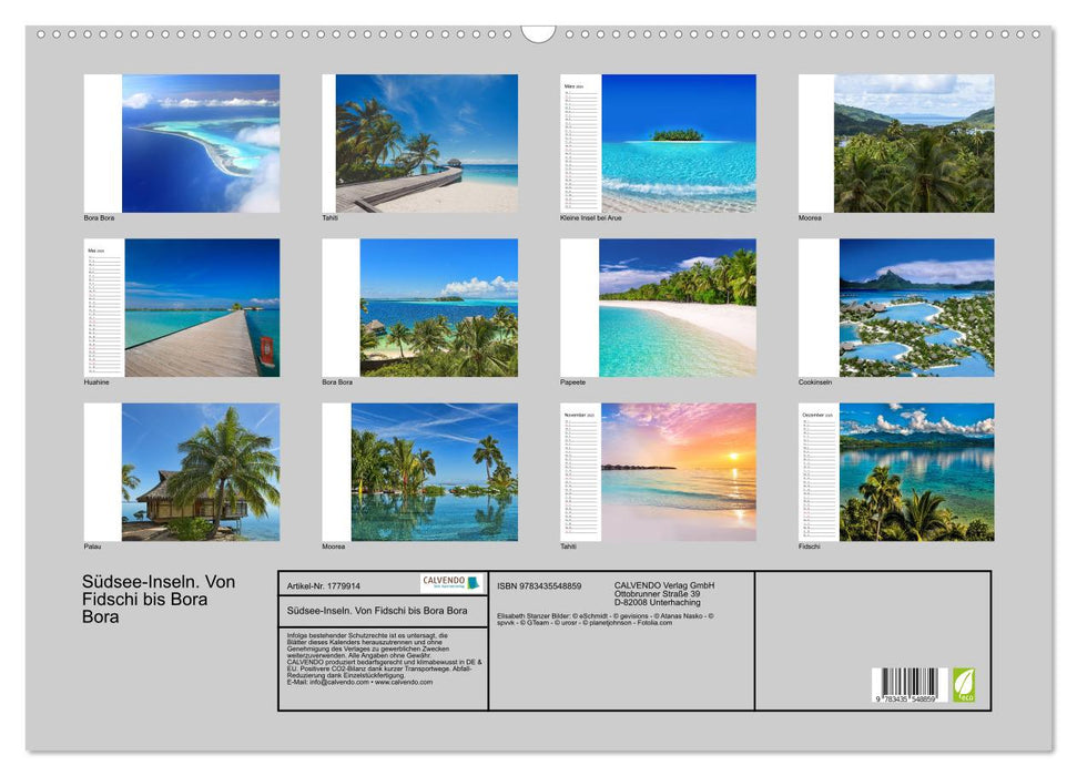 Südsee-Inseln. Von Fidschi bis Bora Bora (CALVENDO Wandkalender 2025)