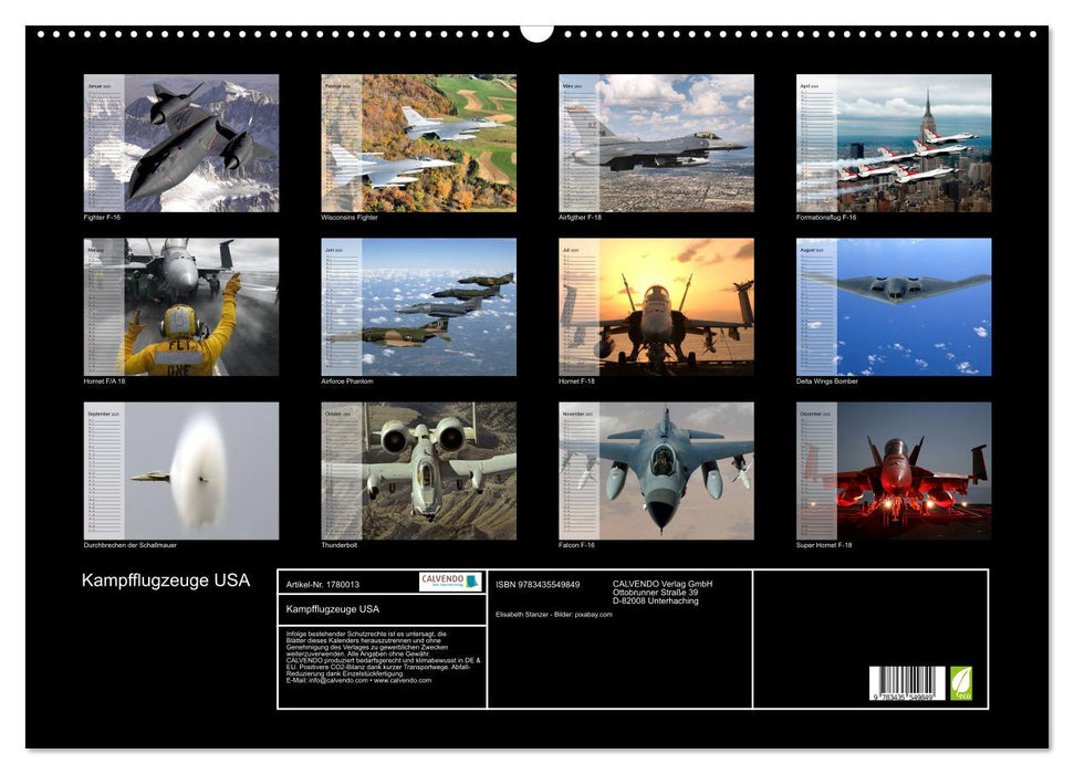 Kampfflugzeuge USA (CALVENDO Wandkalender 2025)