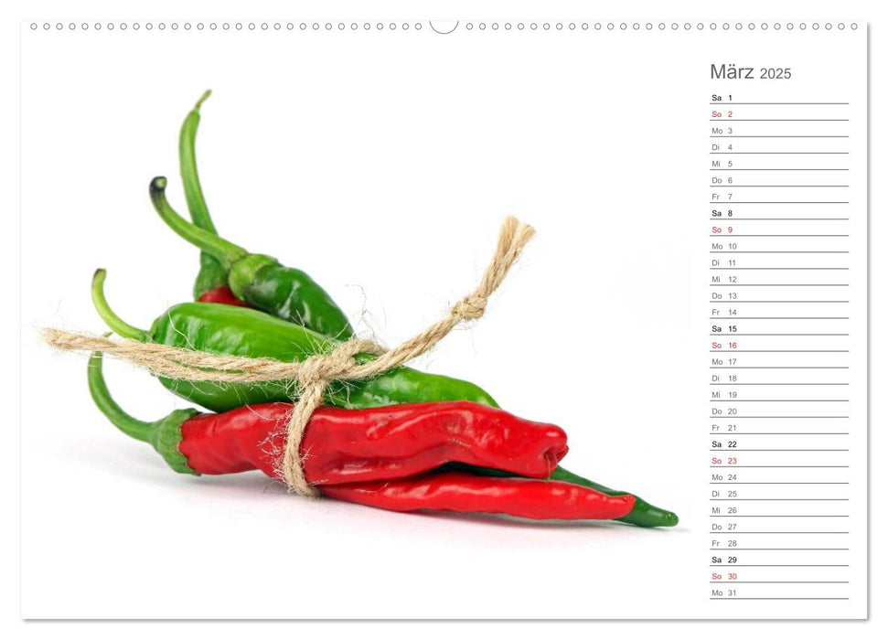 Echt scharf - Der Chili-Küchen-Planer (CALVENDO Premium Wandkalender 2025)