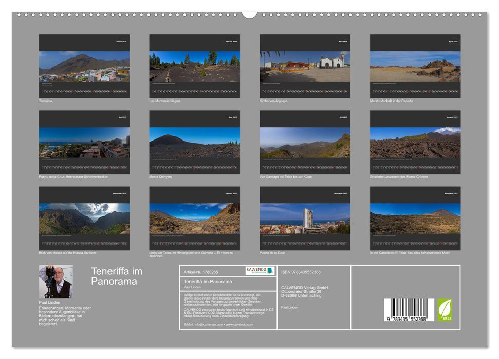 Teneriffa im Panorama (CALVENDO Premium Wandkalender 2025)