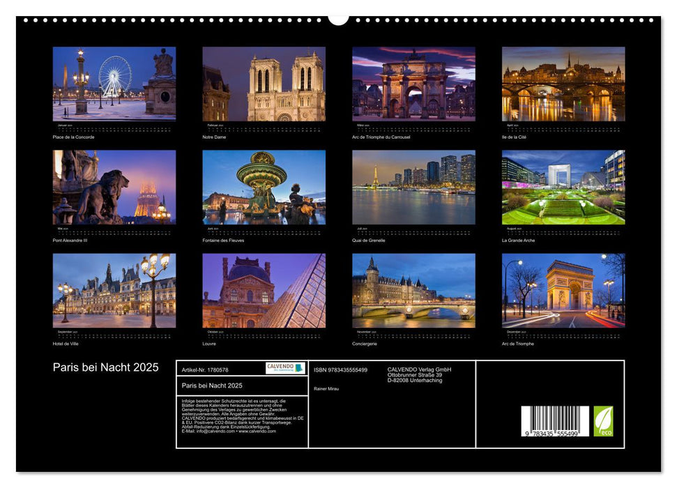 Paris bei Nacht 2025 (CALVENDO Premium Wandkalender 2025)