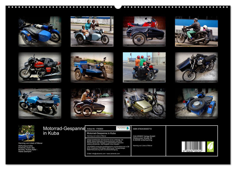 Motorrad-Gespanne in Kuba (CALVENDO Premium Wandkalender 2025)