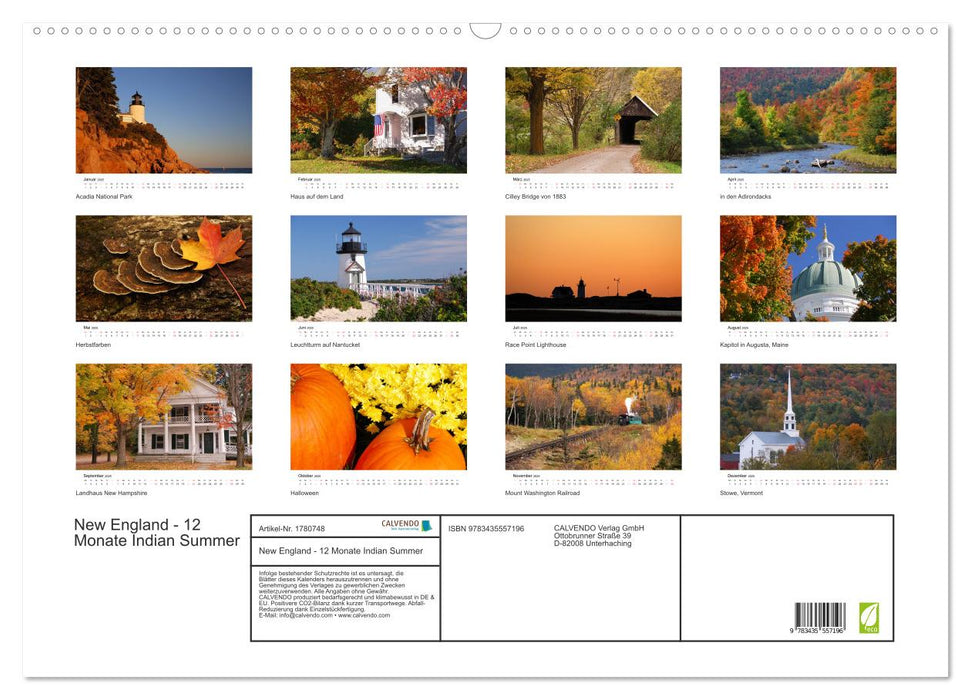 New England - 12 Monate Indian Summer (CALVENDO Wandkalender 2025)