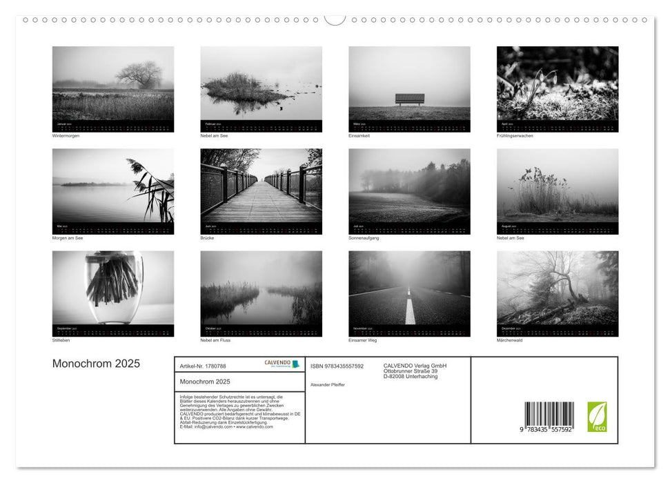 Monochrom 2025 (CALVENDO Premium Wandkalender 2025)