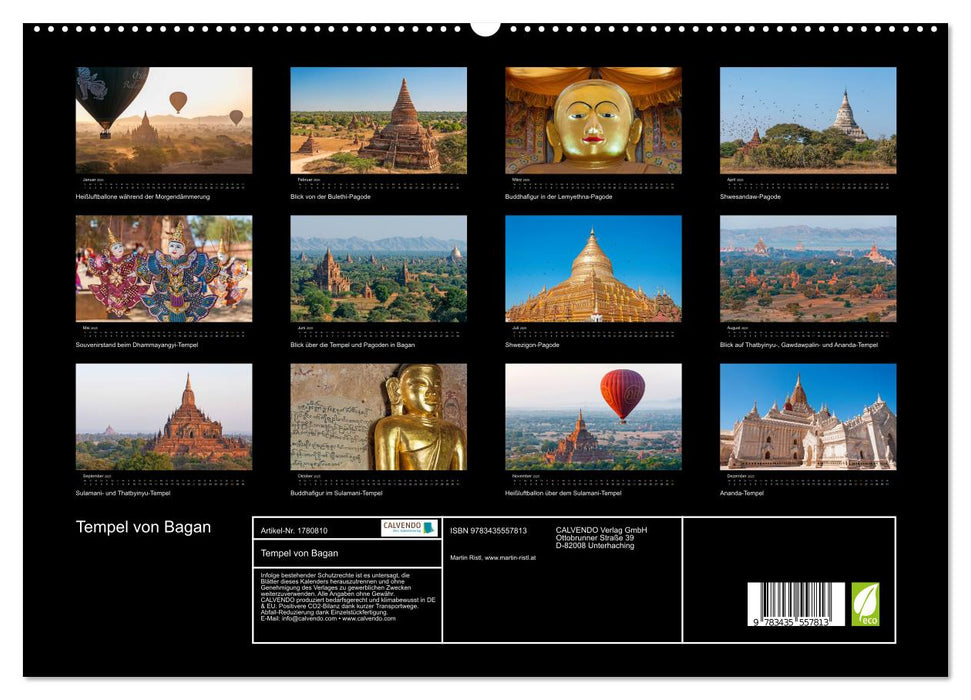 Tempel von Bagan (CALVENDO Premium Wandkalender 2025)