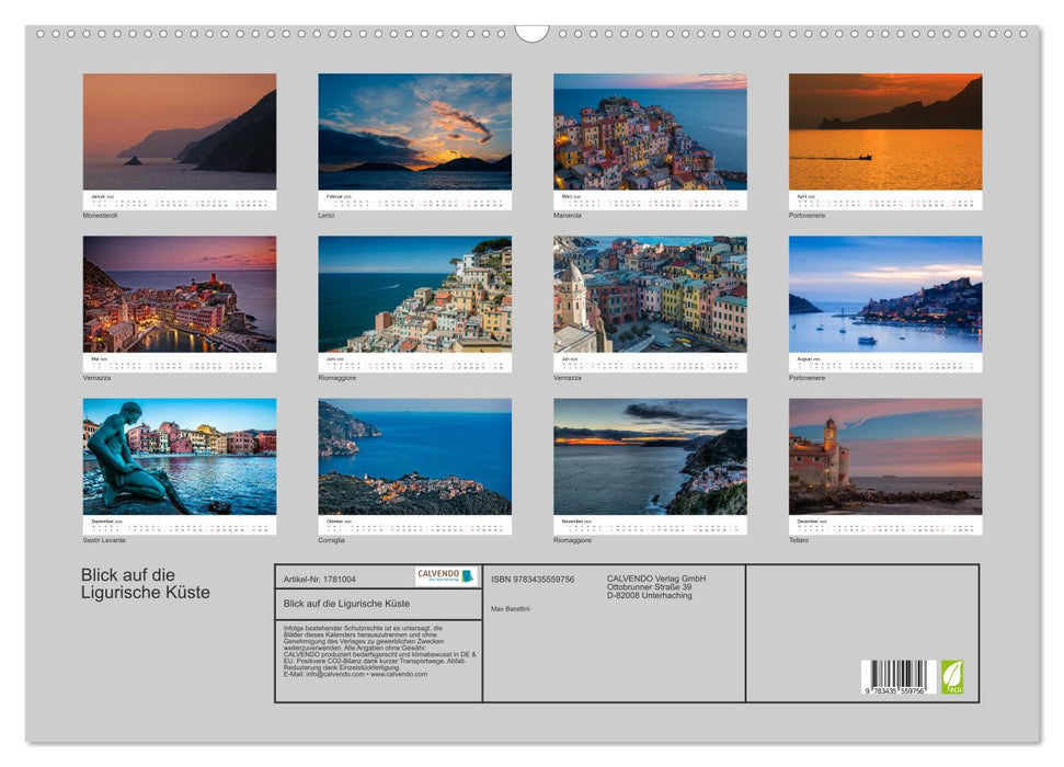 Blick auf die Ligurische Küste (CALVENDO Wandkalender 2025)