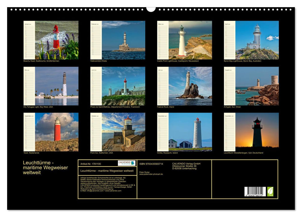 Leuchttürme - maritime Wegweiser weltweit (CALVENDO Wandkalender 2025)