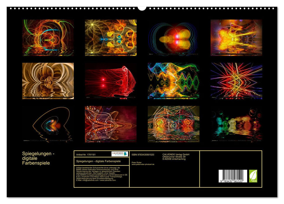 Spiegelungen - digitale Farbenspiele (CALVENDO Premium Wandkalender 2025)
