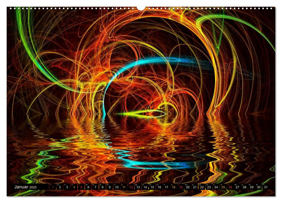 Spiegelungen - digitale Farbenspiele (CALVENDO Premium Wandkalender 2025)