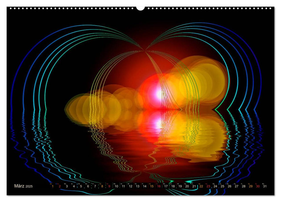 Spiegelungen - digitale Farbenspiele (CALVENDO Premium Wandkalender 2025)