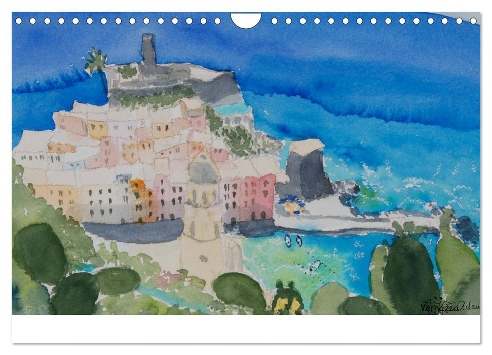 Cinque Terre und Meer in Aquarell und Acryl (CALVENDO Wandkalender 2025)