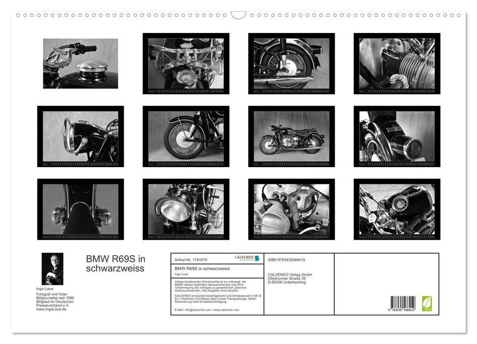 BMW R69S in schwarzweiss (CALVENDO Wandkalender 2025)