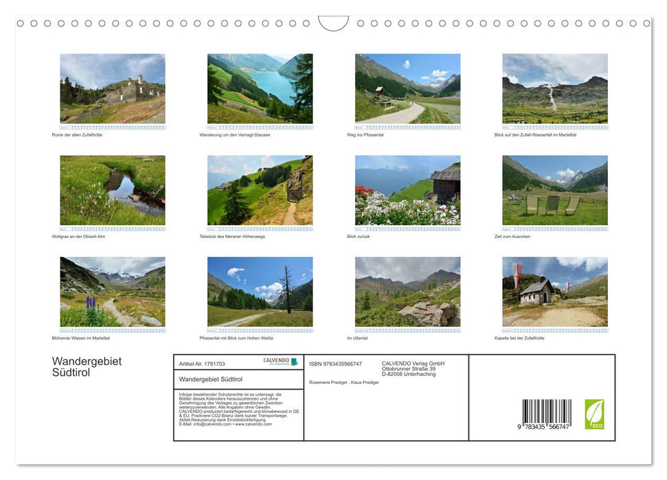 Wandergebiet Südtirol (CALVENDO Wandkalender 2025)