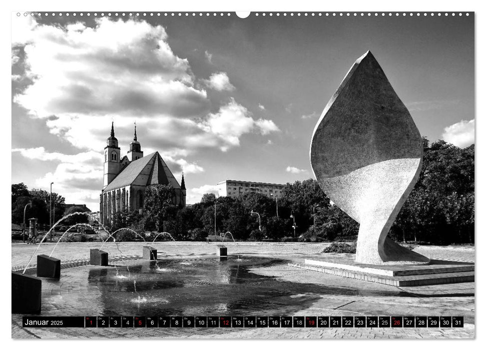 Magdeburg in Schwarz - Weiß (CALVENDO Premium Wandkalender 2025)