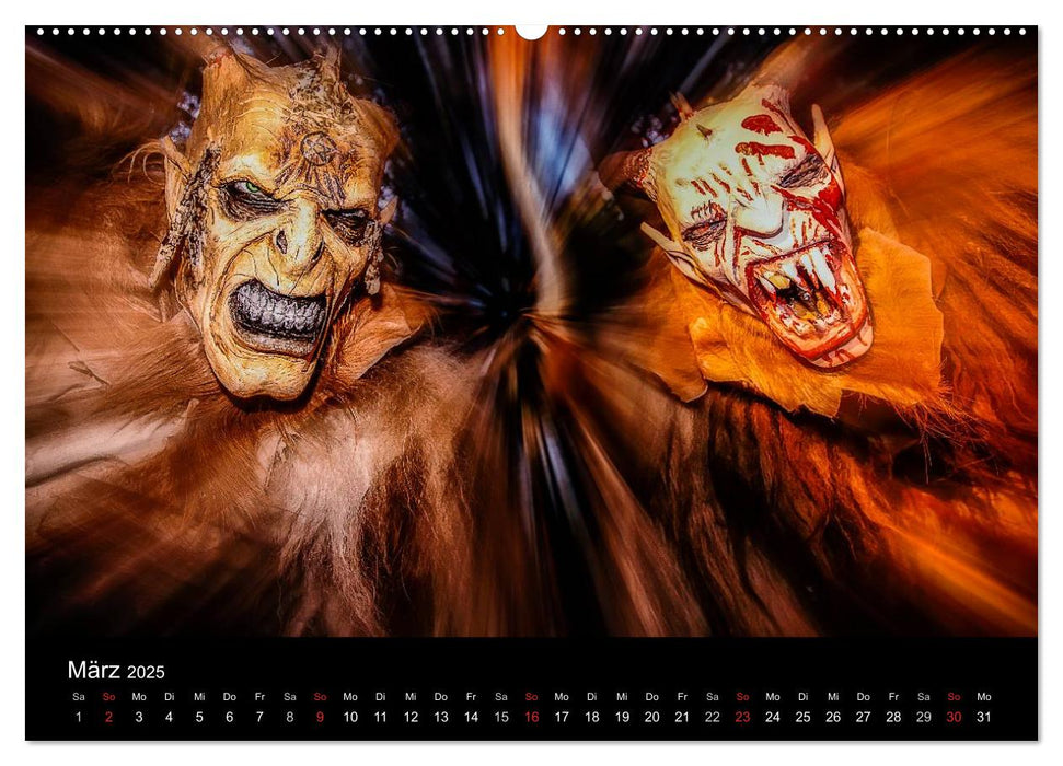 Perchten und Krampusse im Voralpenland (CALVENDO Premium Wandkalender 2025)