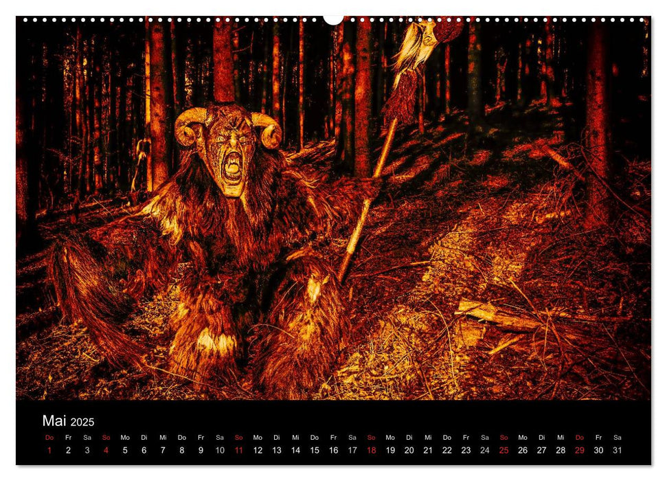 Perchten und Krampusse im Voralpenland (CALVENDO Premium Wandkalender 2025)