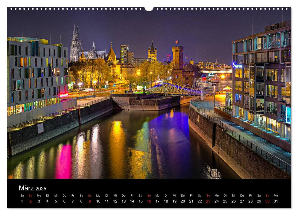 Köln Impressionen bei Nacht (CALVENDO Premium Wandkalender 2025)