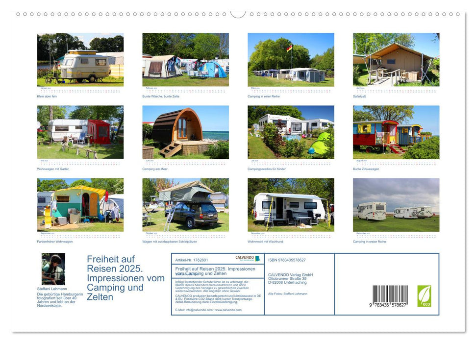 Freiheit auf Reisen 2025. Impressionen vom Camping und Zelten (CALVENDO Premium Wandkalender 2025)