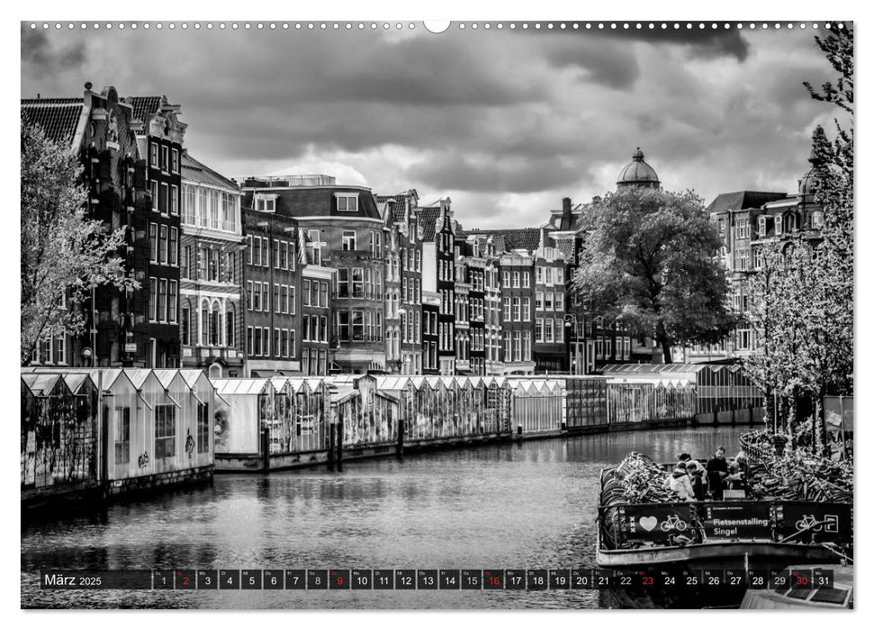 AMSTERDAM Stadtherz in Monochrom (CALVENDO Premium Wandkalender 2025)