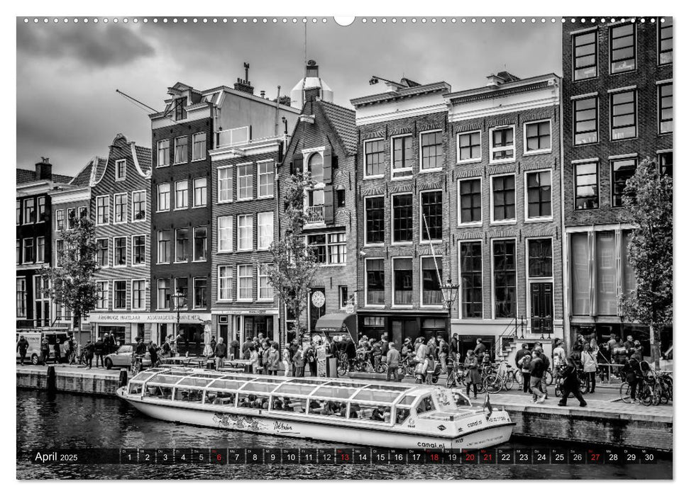 AMSTERDAM Stadtherz in Monochrom (CALVENDO Premium Wandkalender 2025)